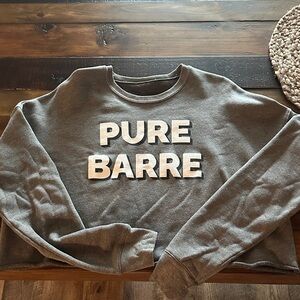 Pure Barre Cropped Charcoal Crewneck Sweatshirt with White Block Logo